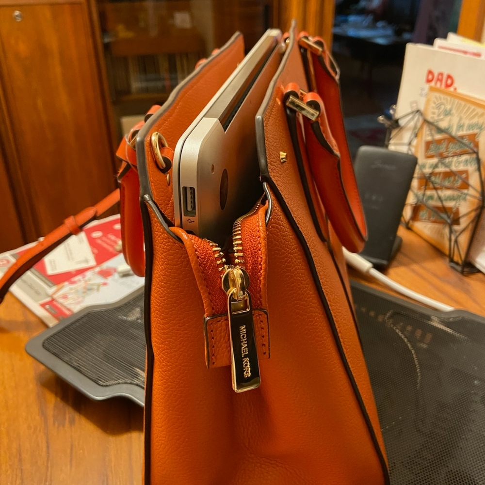 NWT Michael kors orange satchel (large) - Picture 8 of 10